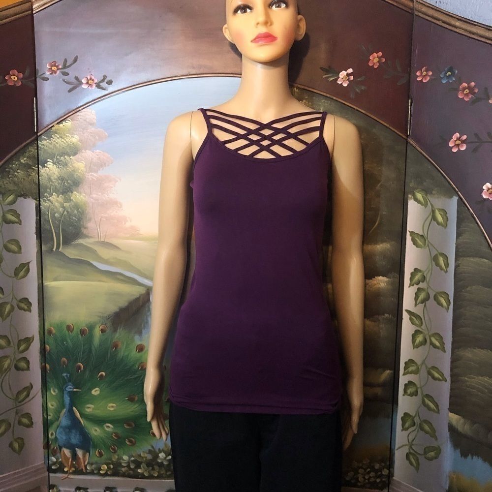 Zenana Outfitter Criss Cross Tee Tank Top Sz S/M